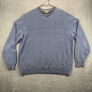 Eddie Bauer Mens Crew Neck Sweater Knit Blue Cotton Pullover XL